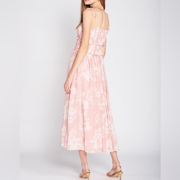 Pink Floral Midi Dress - Picture 5 of 5